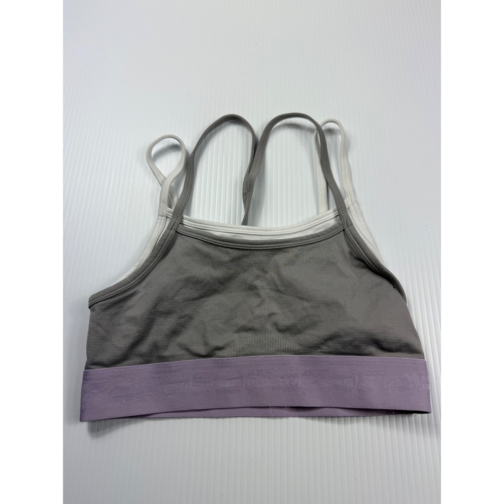 Fabletics Sports Bra‎ Light Support Cross Back Gray Purple Athleisure S
